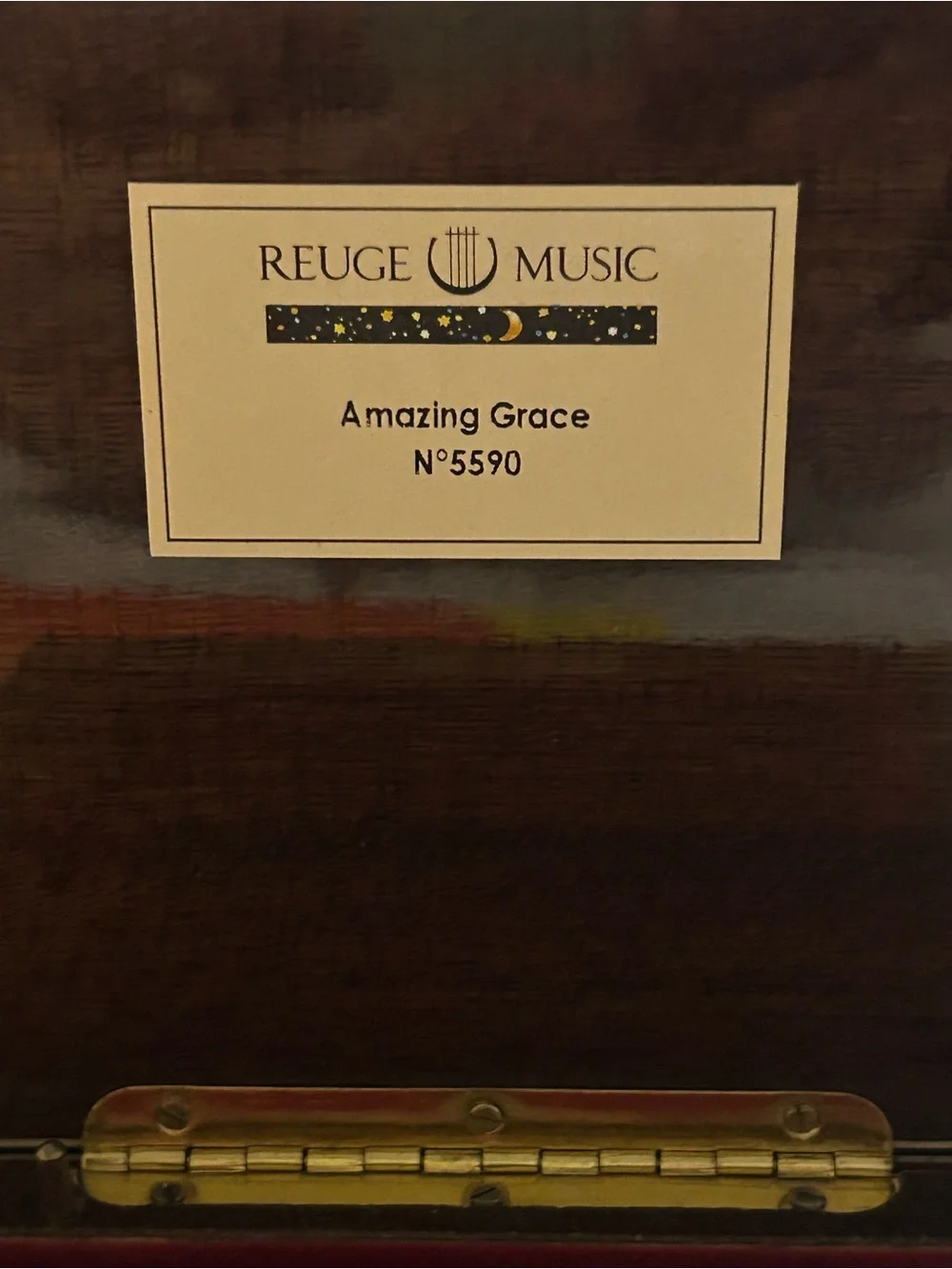REUGE Swiss Music Jewelry Box Amazing Grace Italian Floral Inlay Burl Wood Vtg